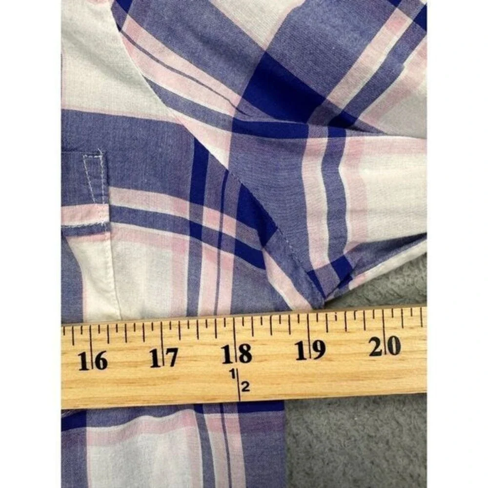 J Crew Button Up Shirt Womens Medium Purple Plaid Long Sleeve Pockets Ladies